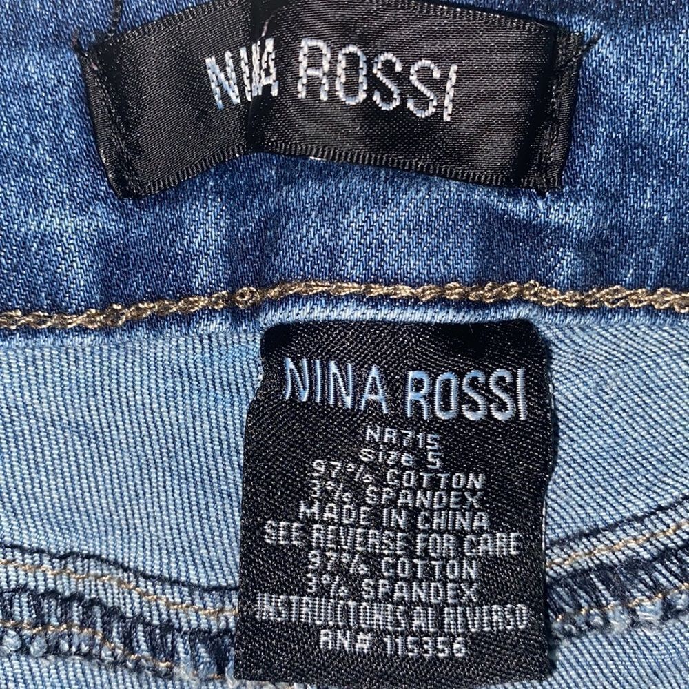 Nina Rossi Distressed Ultra Ribcage High Jorts Denim Shorts Medium Wash Sz 5 - Picture 3 of 5